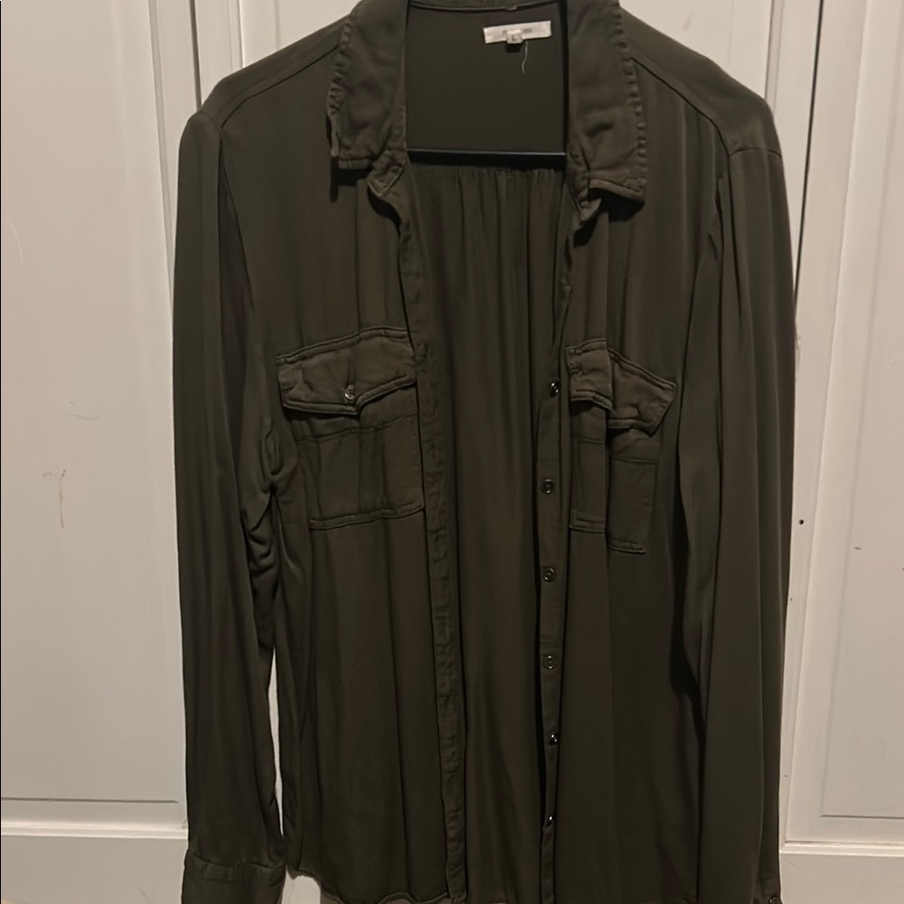 Olive Green Button-Up Shirt